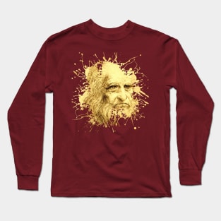 Da Vinci Artist Portrait Paint Splat Long Sleeve T-Shirt